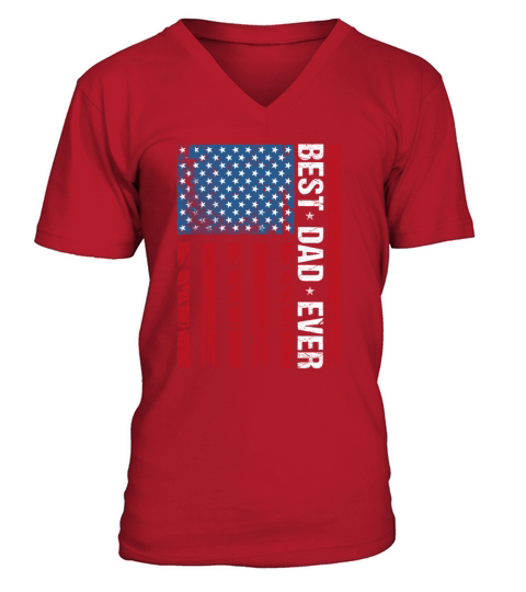 Best Dad Ever Vintage Us American Flag Fathers Day V-Neck T-shirt