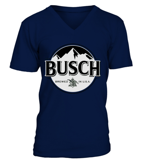 Busch Beer Black &amp;amp; White Logo T-Shirt V-Neck T-shirt