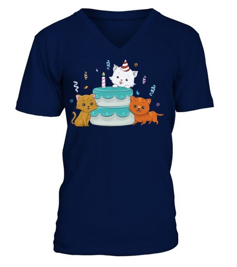 cat birthday gift idea girl comic cute V-Neck T-shirt