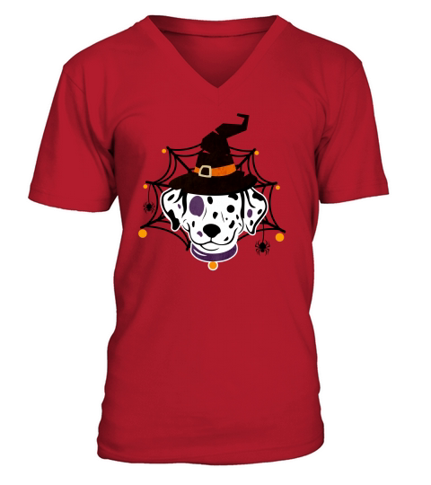 Dalmatian Halloween Puppy Dog V-Neck T-shirt