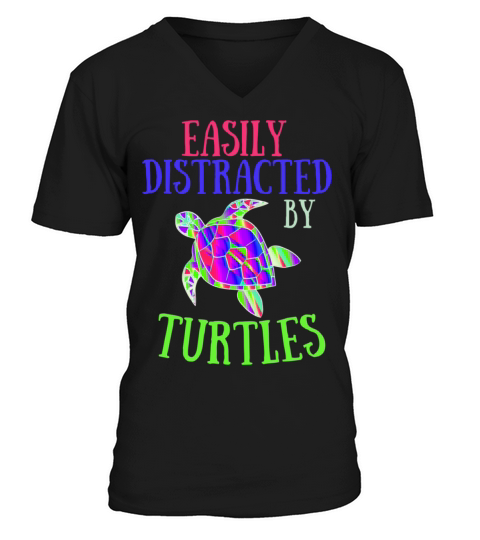 EASILY DISTRACTED BY TURTLES V-Neck T-shirt