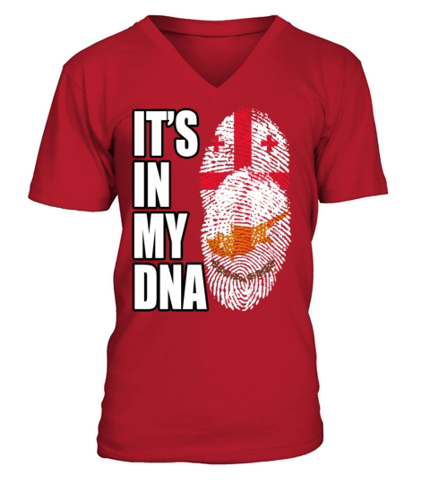 Georgian And Cypriot Mix Heritage DNA Flag V-Neck T-shirt