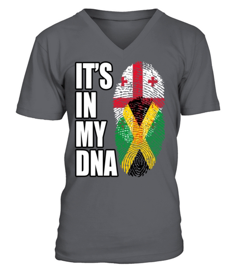 Georgian And Jamaican Mix Heritage DNA Flag V-Neck T-shirt