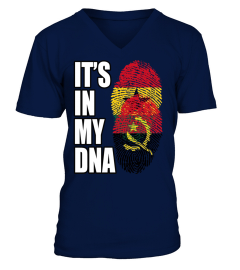 Ghanaian And Angolan Mix Heritage DNA Flag V-Neck T-shirt