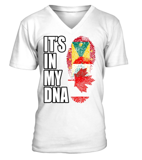 Grenadian And Canadian Mix Heritage DNA Flag V-Neck T-shirt