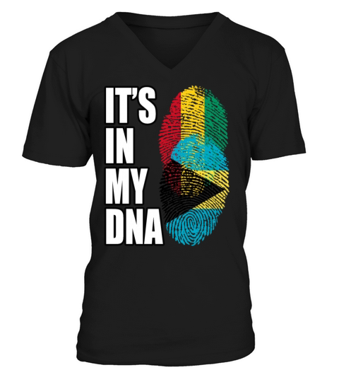 Guinean And Bahamian Mix Heritage DNA Flag V-Neck T-shirt