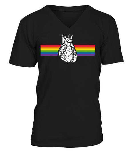 LGBT Anatomical Heart Rainbow Gay Lesbian V-Neck T-shirt