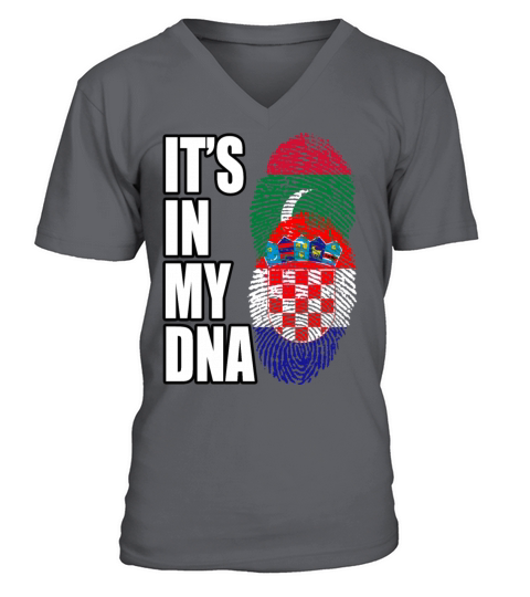 Maldivian And Croatian Mix Heritage DNA Flag V-Neck T-shirt