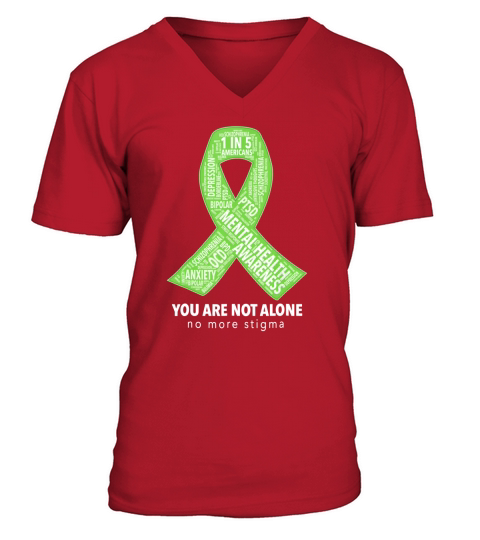 Mental Health Awareness Ribbon Word Cloud Shirt V-Neck T-shirt