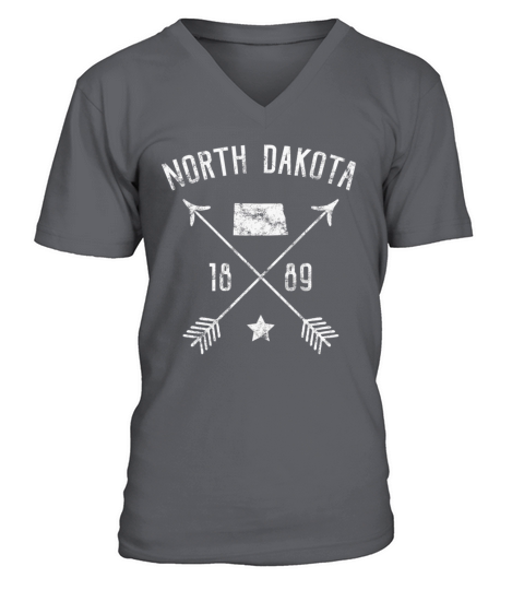 North Dakota Retro Vintage Home State Outline Dist V-Neck T-shirt