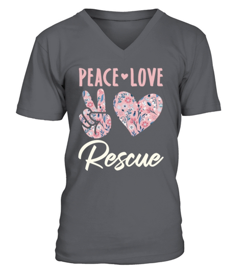 Peace Love Rescue Dog Cat Horse Rescuer V-Neck T-shirt