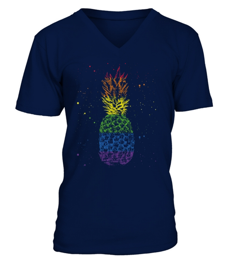 Rainbow Pineapple Tropical Gay Lesbian Pride LGBTQ V-Neck T-shirt