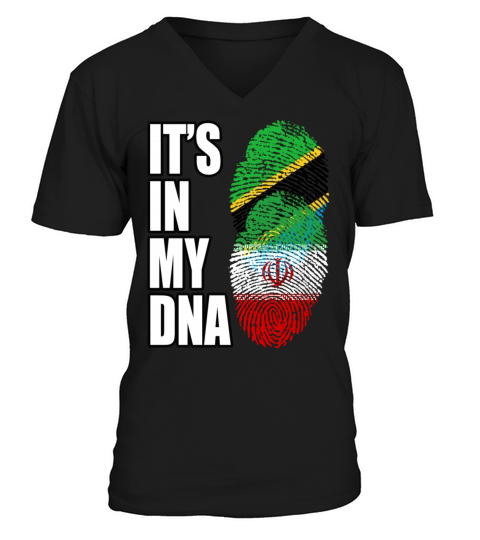 Tanzanian And Iranian Vintage Heritage DNA Flag V-Neck T-shirt