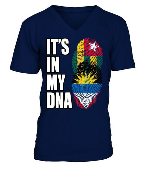 Togolese And Antiguan Mix Heritage DNA Flag V-Neck T-shirt