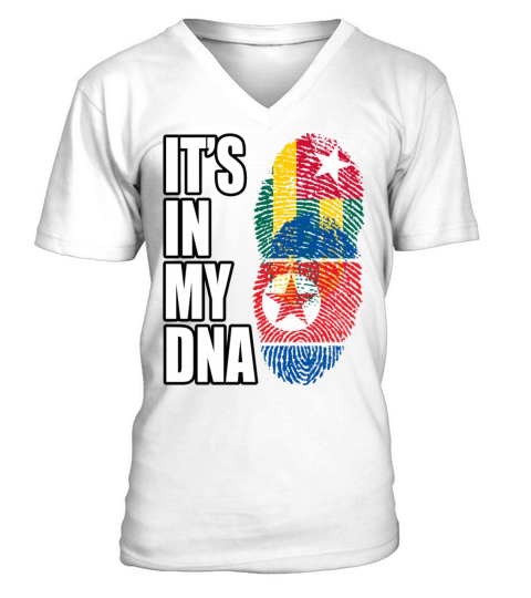 Togolese And North Korean Mix Heritage DNA Flag V-Neck T-shirt