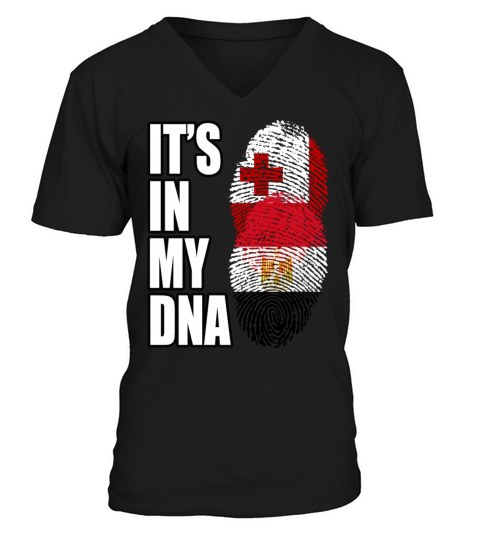 Tongan And Egyptian Mix Heritage DNA Flag V-Neck T-shirt