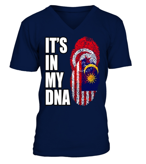 Tunisian And Malaysian Mix Heritage DNA Flag V-Neck T-shirt