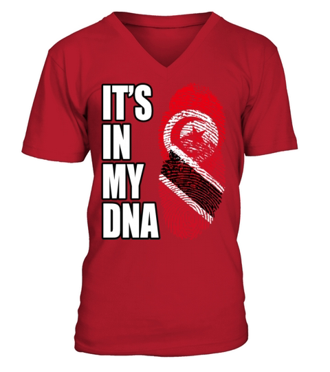 Tunisian And Trinidad Tobago Mix Heritage DNA Flag V-Neck T-shirt