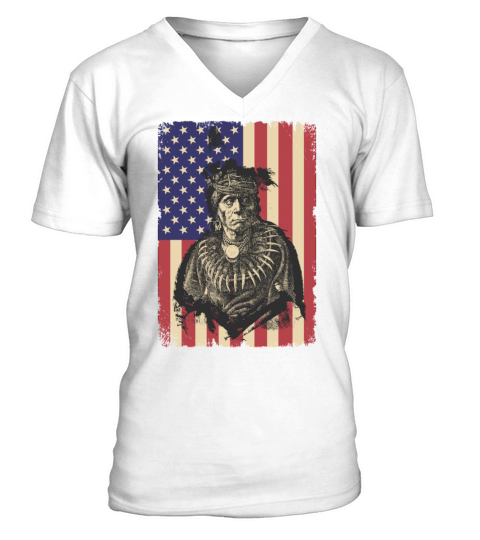 Vintage Native American Chief Traditional Art V-Neck T-shirt
