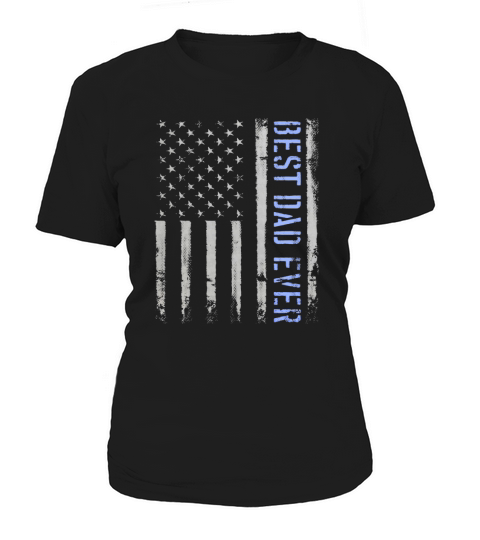 Mens Mens Best Dad Ever American Flag Police T-shirt For Fathers Black Men Women's T-Shirt