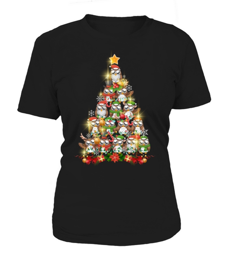 Owls Christmas Tree Funny Owl Lovers Sarcastic Women's T-Shirt