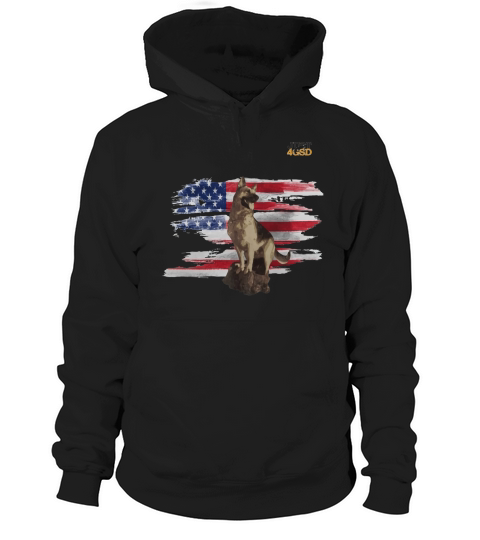Just4GSD German Shepherd American Flag Hoodie Unisex