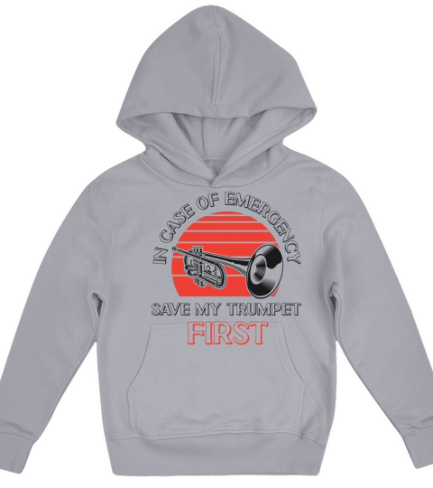 Trumpet Player Vintage Retro In Kids Hoodie