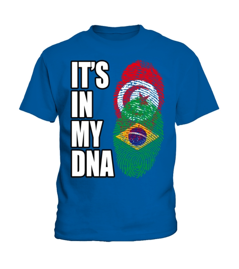 Tunisian And Brazilian Mix Heritage DNA Flag Kids T-Shirt