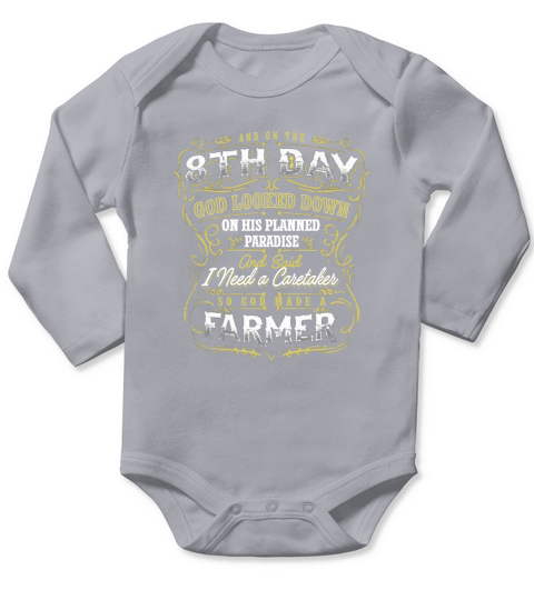 8th Day  God Created Farmer Long Sleeve Baby One-Piece