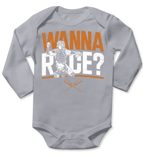 Baseball Fan Catcher Vintage Wanna Long Sleeve Baby One-Piece