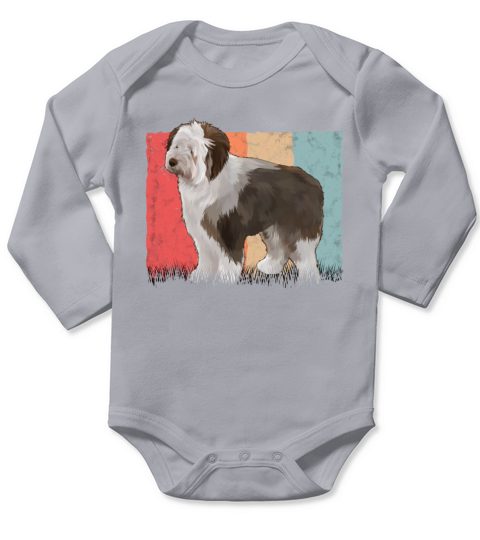 Bobtail Retro Old English Sheepdog Vintage Long Sleeve Baby One-Piece