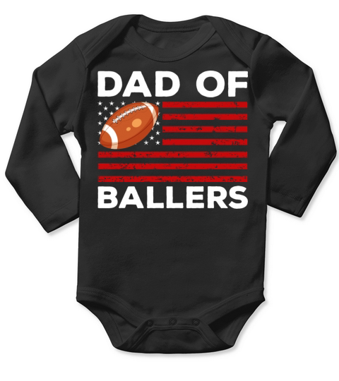 Dad of Ballers Softball Lovers Retro Vintage Long Sleeve Baby One-Piece