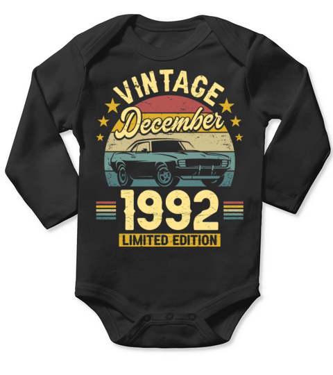 December 1992 30 Years Old Vintage 30th Birthday Long Sleeve Baby One-Piece