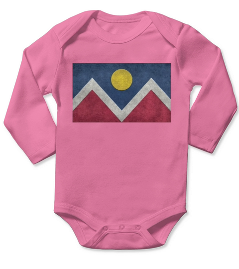 Denver City Flag T-Shirt with vintage grungy textures Long Sleeve Baby One-Piece