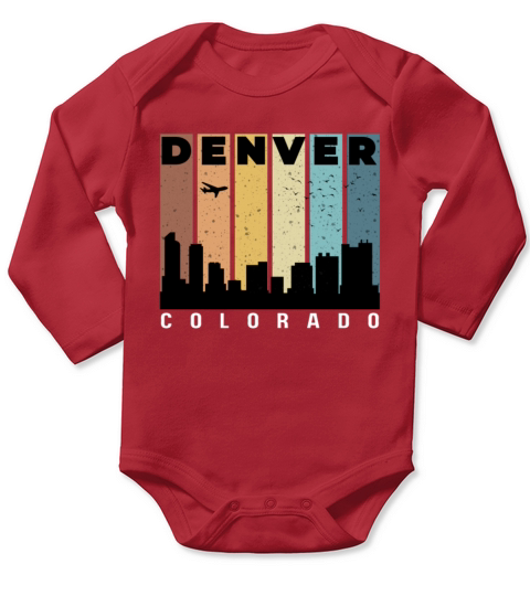 Denver city skyline colorado Vintage color usa Long Sleeve Baby One-Piece