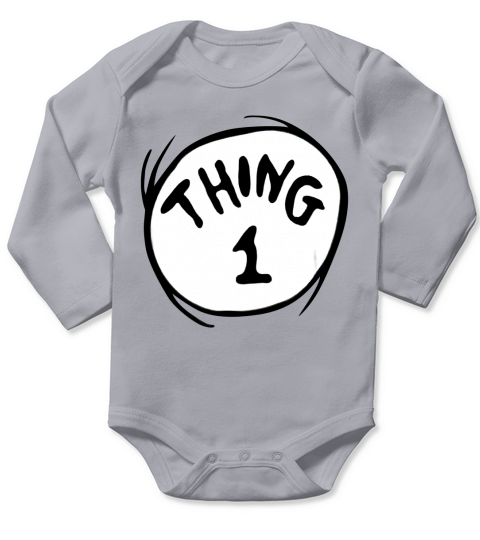 Dr Seuss Thing 1 Emblem RED Long Sleeve Baby One-Piece