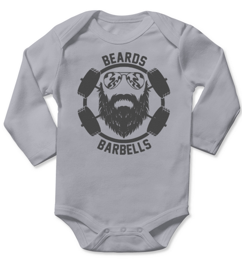 Funny Beard Barbells Gym TShirt  Mens Ringer TShirt Long Sleeve Baby One-Piece