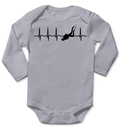 Funny Cool Heart Frequency Scuba Diving Diver Long Sleeve Baby One-Piece