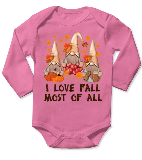 Gnomes I Love Fall Most Pumpkins Chocolate Long Sleeve Baby One-Piece