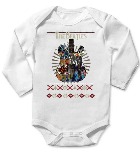 Guitar The Beatles signature ugly Christmas shirt Long Sleeve Baby One-Piece