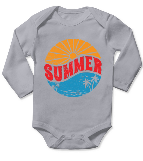 hello summer retro vintage gift for dad our mom Long Sleeve Baby One-Piece