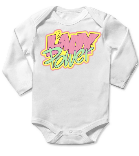 Lady Power Quote Color Stroke Long Sleeve Baby One-Piece