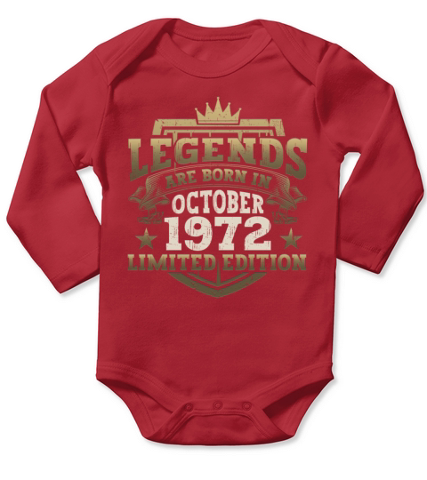 Legends Vintage October 1972 50th Birthday Gift Long Sleeve Baby One-Piece