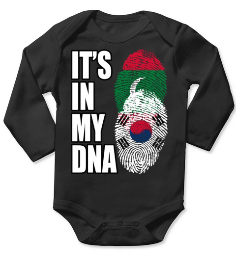 Maldivian And South Korean Mix Heritage DNA Flag Long Sleeve Baby One-Piece