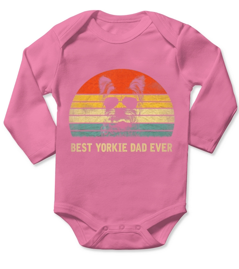 Mens Vintage Best Yorkie Dad Ever Fathers Day Gifts For Lover T-Shirt Long Sleeve Baby One-Piece