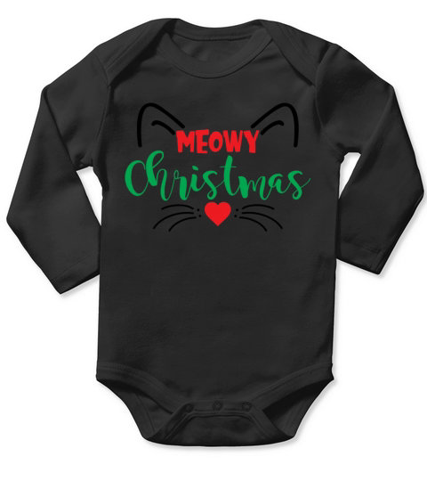 Meowy Christmas Funny Cat Lovers Holiday Long Sleeve Baby One-Piece