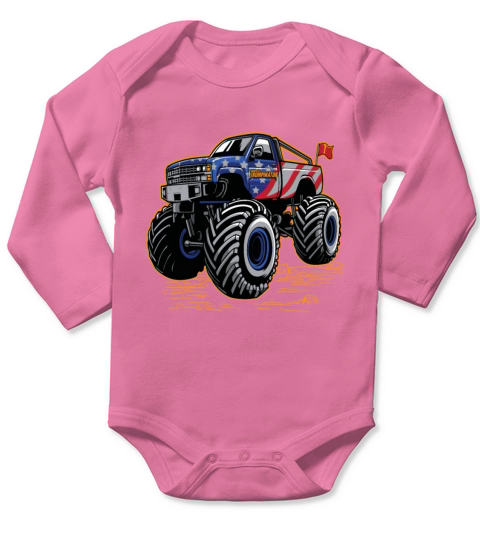 Monster Trucks Long Sleeve Baby One-Piece
