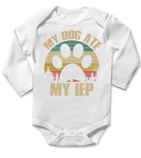 My Dog Ate My IEP Funny Vintage Sunset Teacher Long Sleeve Baby One-Piece