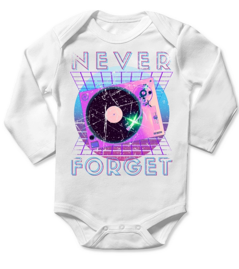 Never Forget Retro 80s 90s Nostalgia Long Sleeve Baby One-Piece