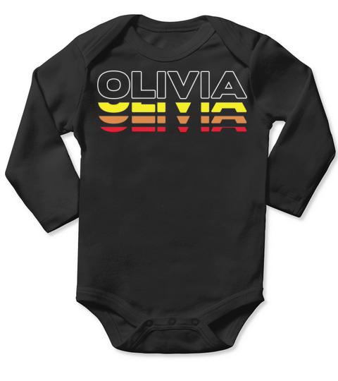 Olivia First Name Funny Vintage Sunset Olivia Long Sleeve Baby One-Piece